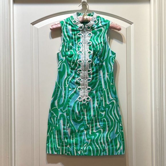 Lilly Pulitzer Dress 0 Alexa Resort White Blue Green Finders Keepers Sleeveless - Picture 1 of 10